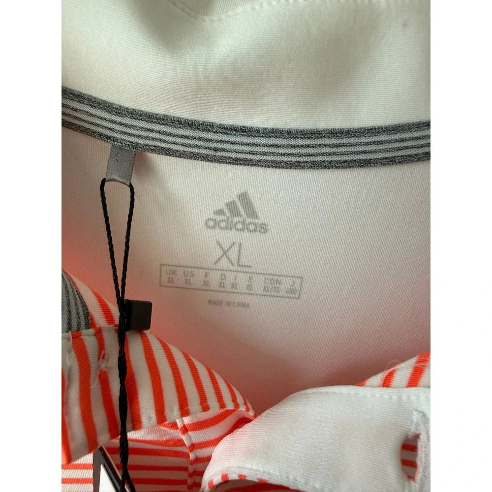 Adidas Mens Ultimate365 Colorblock Golf Polo Orange White Striped XL New NWT